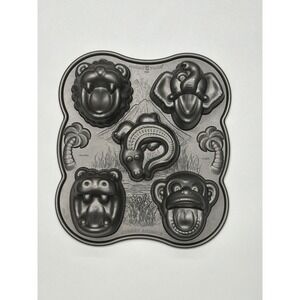 Nordic Ware Hungry Animals Cake Baking Pan 4 Cup Lion Elephant Monkey Hippo Croc